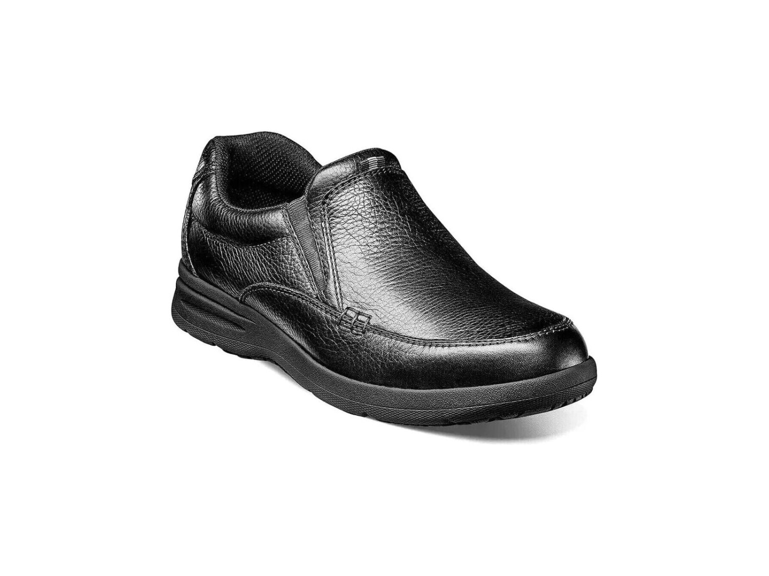 Men's Nunn Bush Cam Moc Toe Slip On Walking Shoes Black Tumbled 84696-007
