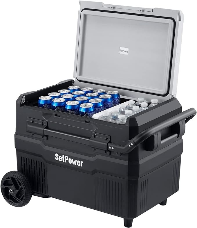 Setpower RV45D PRO 12V Refrigerator, Electric Cooler, 45 Quart (43L) Car Fridge, Portable Refrigerator 1224V DC 100-240V AC,Car Refrigerator,Portable Fridge Dual Zone for Vehicles